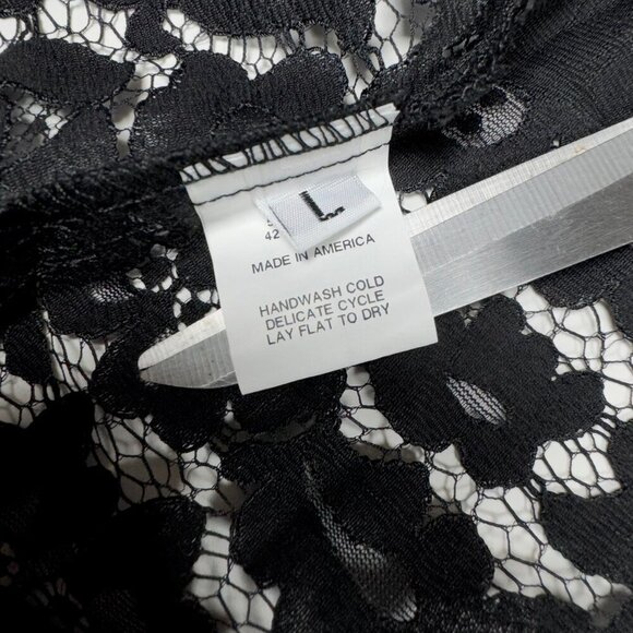 NWT Floral Lace Mini Dress Sz.L Black Sheer Goth Festival Y2K Beach Cover-Up - Picture 7 of 12